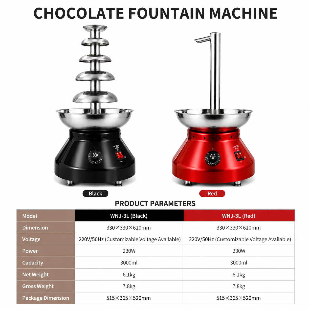 Commercial Chocolate Fountain Machine for Restaurants, Hotels & Events – Stainless Steel 3-Tier Chocolate Fountain