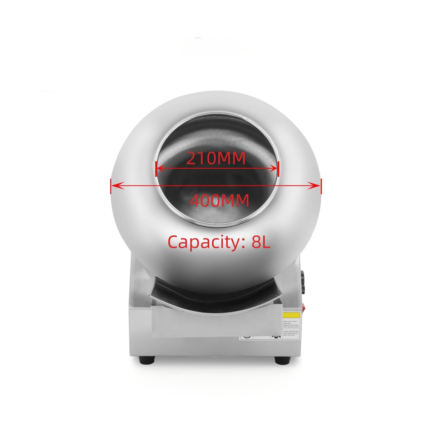 8L Chocolate Coating Machine for Nuts, Candy & Snacks | Stainless Steel Sugar Coating Pan with Adjustable Speed